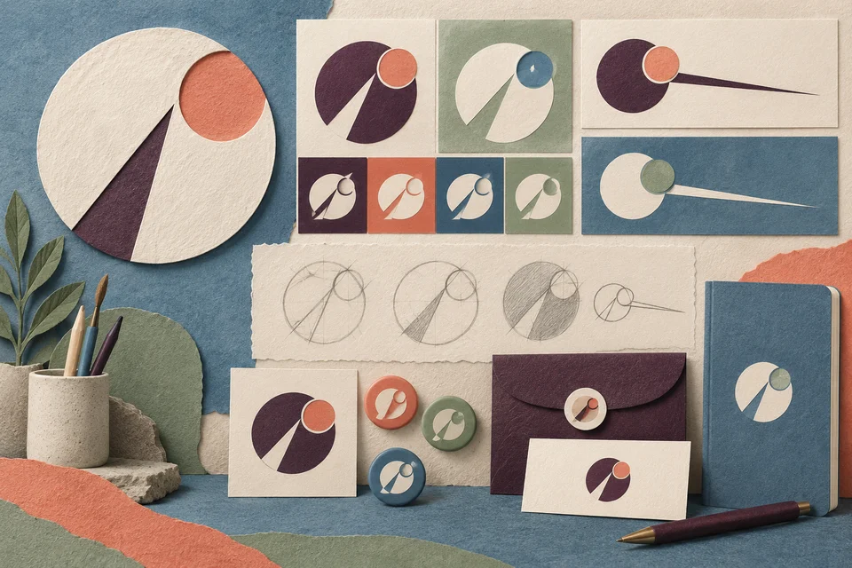 Concept illustration of an offset-circle identity with compact and monochrome variations