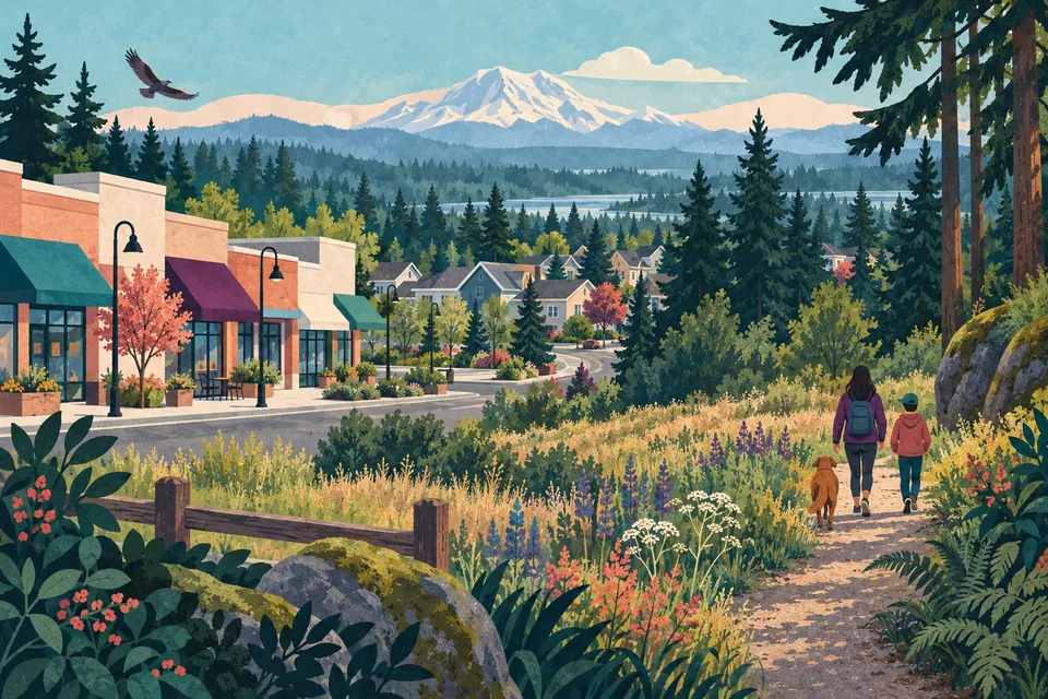 Conceptual Lakeland North neighborhood, woodland meadow and trail