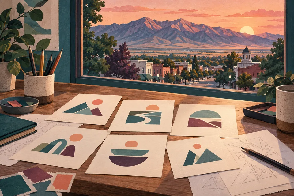 Conceptual identity sketches overlooking Tooele Valley and the Oquirrh Mountains